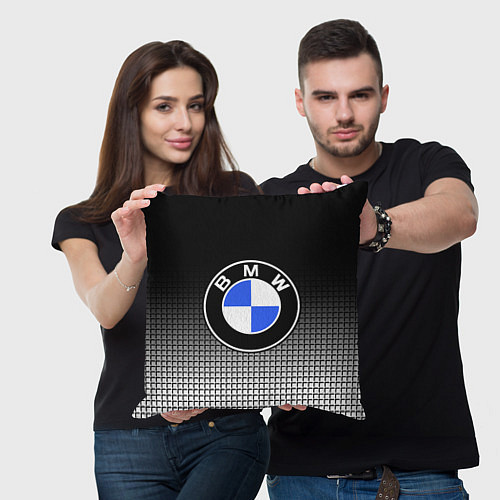 Подушка квадратная BMW 2018 Black and White IV / 3D-принт – фото 3