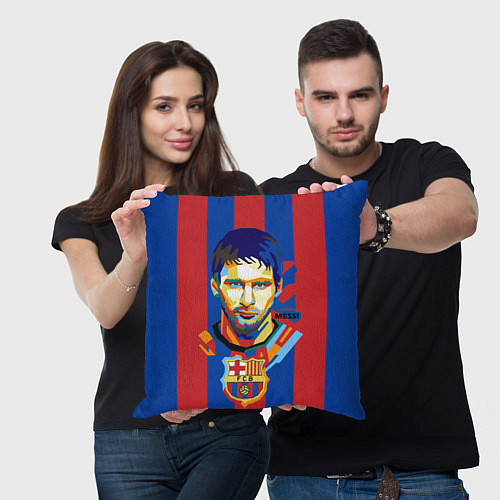 Подушка квадратная Lionel Messi / 3D-принт – фото 3