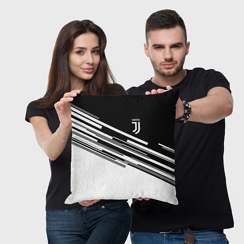 Подушка квадратная FC Juventus: B&W Line / 3D-принт – фото 3