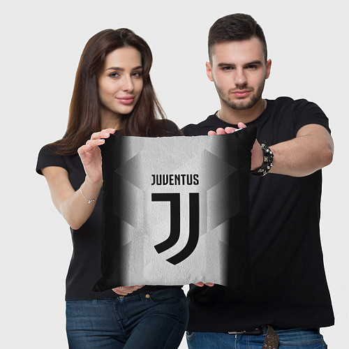 Подушка квадратная FC Juventus: Silver Original / 3D-принт – фото 3