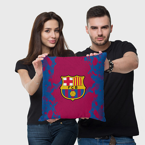 Подушка квадратная FC Barcelona: Purple & Blue / 3D-принт – фото 3