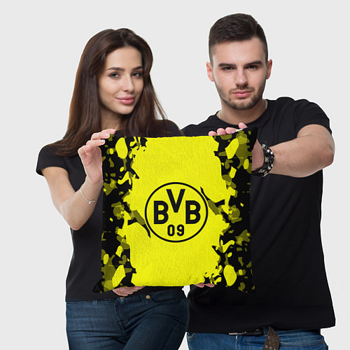 Подушка квадратная FC Borussia Dortmund: Yellow & Black / 3D-принт – фото 3