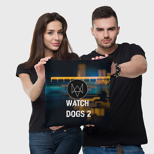 Подушка квадратная Watch Dogs 2: Tech Scheme / 3D-принт – фото 3
