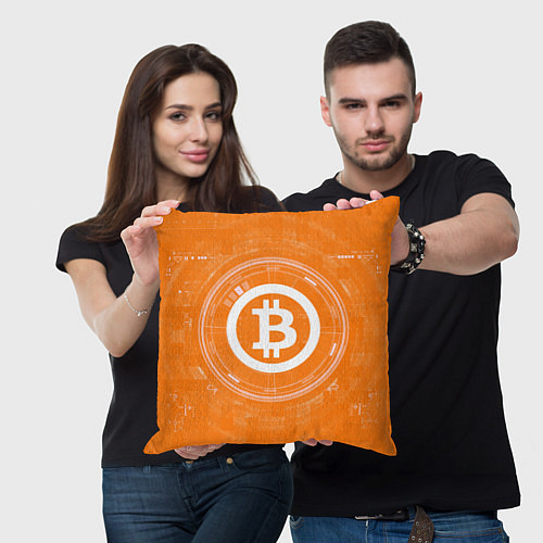 Подушка квадратная Bitcoin Tech / 3D-принт – фото 3
