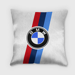 Подушка квадратная BMW M: White Sport, цвет: 3D-принт