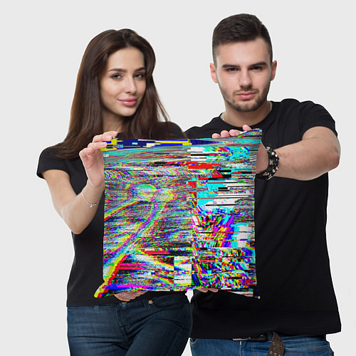 Подушка квадратная VHS Glitch / 3D-принт – фото 3