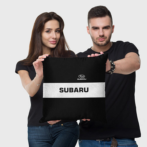 Подушка квадратная Subaru: Black Sport / 3D-принт – фото 3