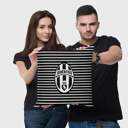 Подушка квадратная FC Juventus: Black Lines / 3D-принт – фото 3
