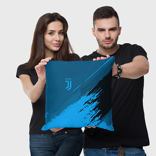 Подушка квадратная FC Juventus: Blue Original / 3D-принт – фото 3