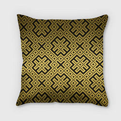 Подушка квадратная Обереги cлавян: золотая, цвет: 3D-принт