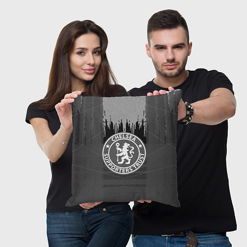 Подушка квадратная FC Chelsea: Grey Abstract / 3D-принт – фото 3