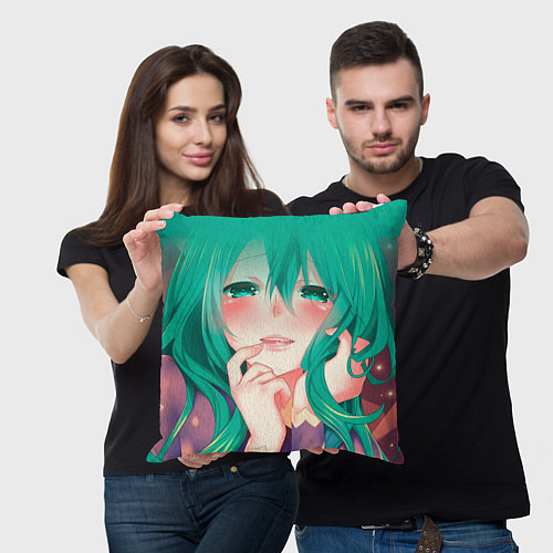 Подушка квадратная Miku Ahegao / 3D-принт – фото 3