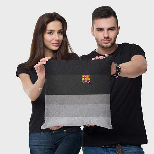 Подушка квадратная ФК Барселона: Серый стиль / 3D-принт – фото 3