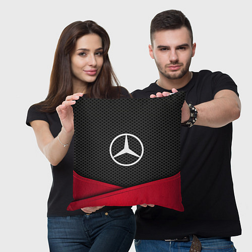 Подушка квадратная Mercedes Benz: Grey Carbon / 3D-принт – фото 3