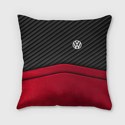 Подушка квадратная Volkswagen: Red Carbon, цвет: 3D-принт