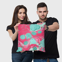 Подушка квадратная Watercolor: Pink & Turquoise, цвет: 3D-принт — фото 2