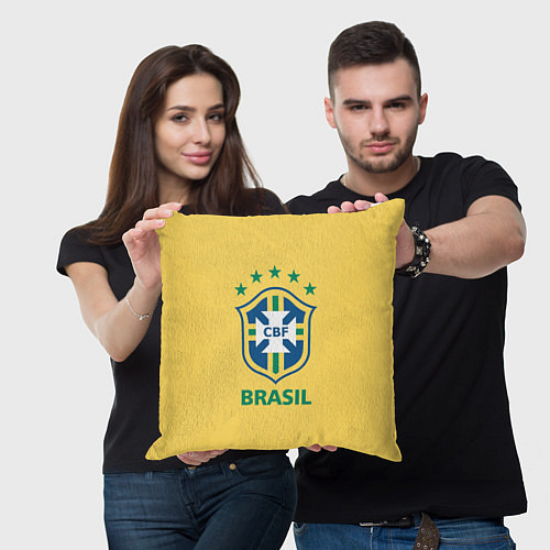 Подушка квадратная Brazil Team / 3D-принт – фото 3