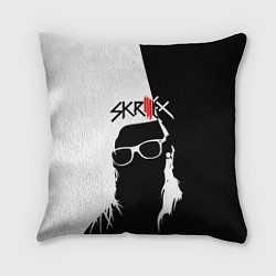 Подушка квадратная Skrillex: Black & White, цвет: 3D-принт