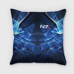 Подушка квадратная Mass Effect: Blue Armor N7, цвет: 3D-принт