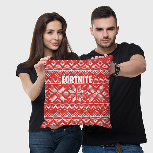 Подушка квадратная Fortnite New Year / 3D-принт – фото 3