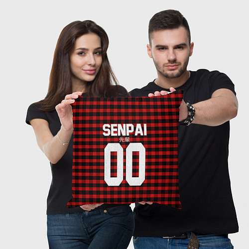 Подушка квадратная Senpai 00: Red Grid / 3D-принт – фото 3