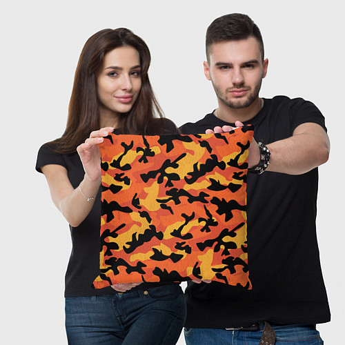 Подушка квадратная Fashion Orange Camo / 3D-принт – фото 3