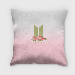 Подушка квадратная BTS: Pink Flowers, цвет: 3D-принт