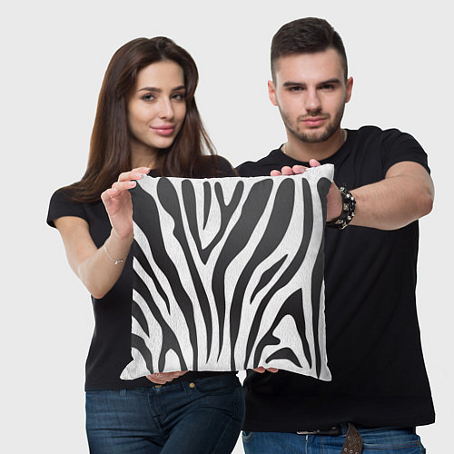 Подушка квадратная Африканская зебра / 3D-принт – фото 3
