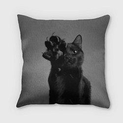 Подушка квадратная Черный котик, цвет: 3D-принт