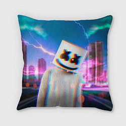 Подушка квадратная Marshmello: Glitch Effect, цвет: 3D-принт