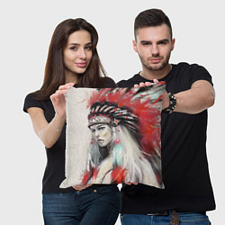 Подушка квадратная Индейская девушка, цвет: 3D-принт — фото 2