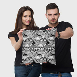 Подушка квадратная Hipster skulls, цвет: 3D-принт — фото 2