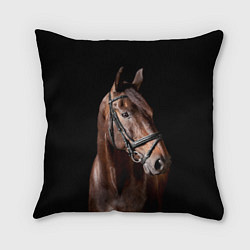 Подушка квадратная Гнедой скакун, цвет: 3D-принт