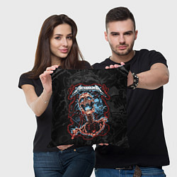 Подушка квадратная Metallica - кричащий скелет, цвет: 3D-принт — фото 2