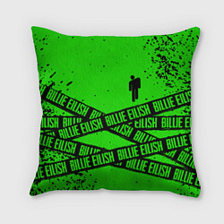 Подушка квадратная BILLIE EILISH: Green & Black Tape, цвет: 3D-принт