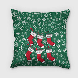 Подушка квадратная Socks New Year Friends, цвет: 3D-принт