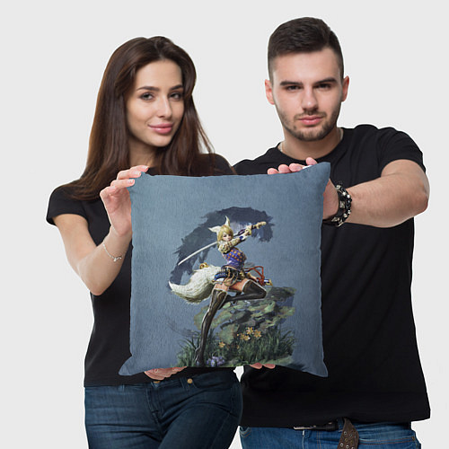 Подушка квадратная Zoomorph Girl / 3D-принт – фото 3