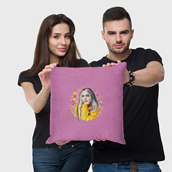 Подушка квадратная Billie Eilish Pink Art, цвет: 3D-принт — фото 2