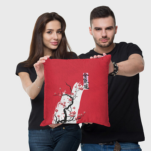 Подушка квадратная Сакура Айкидо / 3D-принт – фото 3