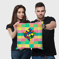 Подушка квадратная Кубик Рубика, цвет: 3D-принт — фото 2