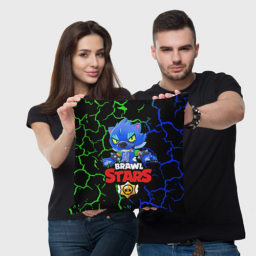 Подушка квадратная BRAWL STARS LEON WOLF / 3D-принт – фото 3