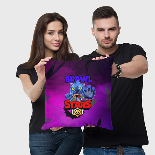 Подушка квадратная BRAWL STARS LEON WOLF / 3D-принт – фото 3