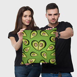 Подушка квадратная Люблю авокадо, цвет: 3D-принт — фото 2