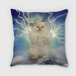 Подушка квадратная Грозовой Котик, цвет: 3D-принт