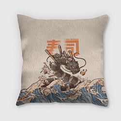 Подушка квадратная Sushi dragon, цвет: 3D-принт