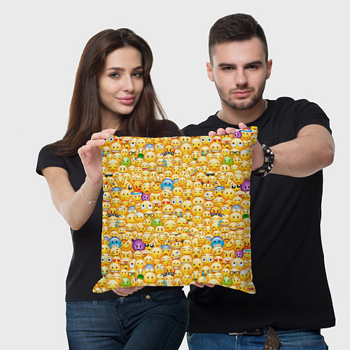 Подушка квадратная Смайлики Emoji / 3D-принт – фото 3
