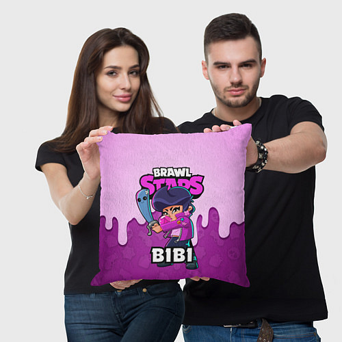 Подушка квадратная BRAWL STARS BIBI / 3D-принт – фото 3