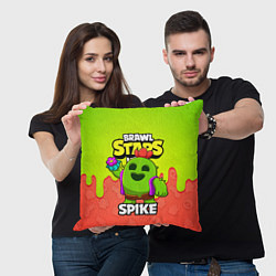 Подушка квадратная BRAWL STARS SPIKE, цвет: 3D-принт — фото 2