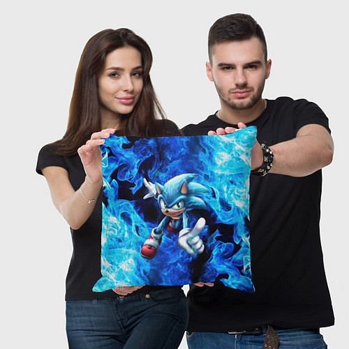 Подушка квадратная Blue Sonic / 3D-принт – фото 3