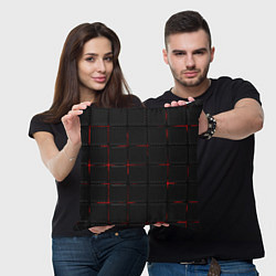 Подушка квадратная 3D Плиты Red & Black, цвет: 3D-принт — фото 2